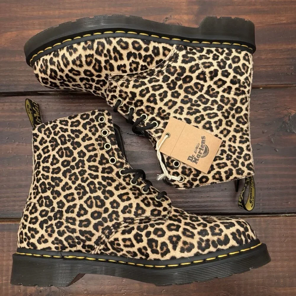 Dr Martens 1460 Pascal Leopard Hair On Leather Boots